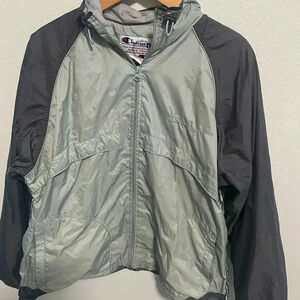 Champion full zip green/gray jacket windbreaker‎